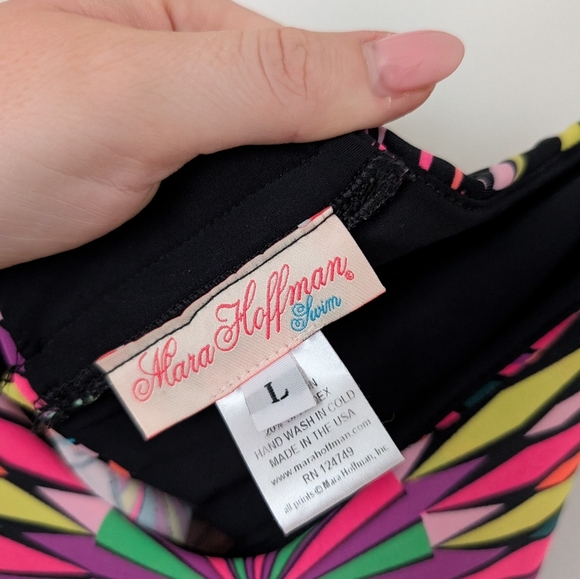 Mara Hoffman Pink Psychedelic Supernova Drape Cropped Lace Up Bikini L Top S Bot - Picture 3 of 9